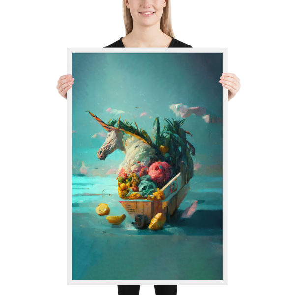 Unicorns In fruit Basket Dumpster - 24x36 Framed poster - Image 2