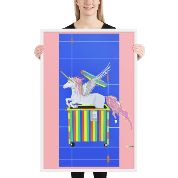 " Unicorns In Dumpsters: Pegasus" 24″×36″ Framed photo paper poster - Image 2