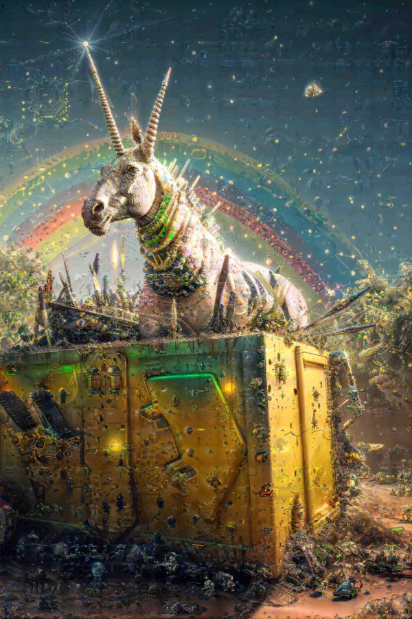 Unicorns in Dumpsters Rainbow Mechanics  poster 24"x36"