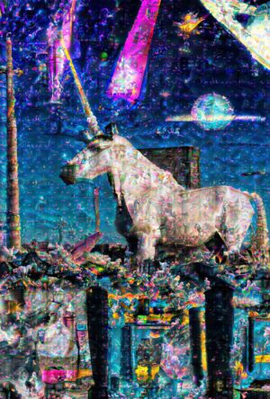 Detroit Unicorns Flamingo's Sundown -Framed photo paper poster, Size: 24″×36″